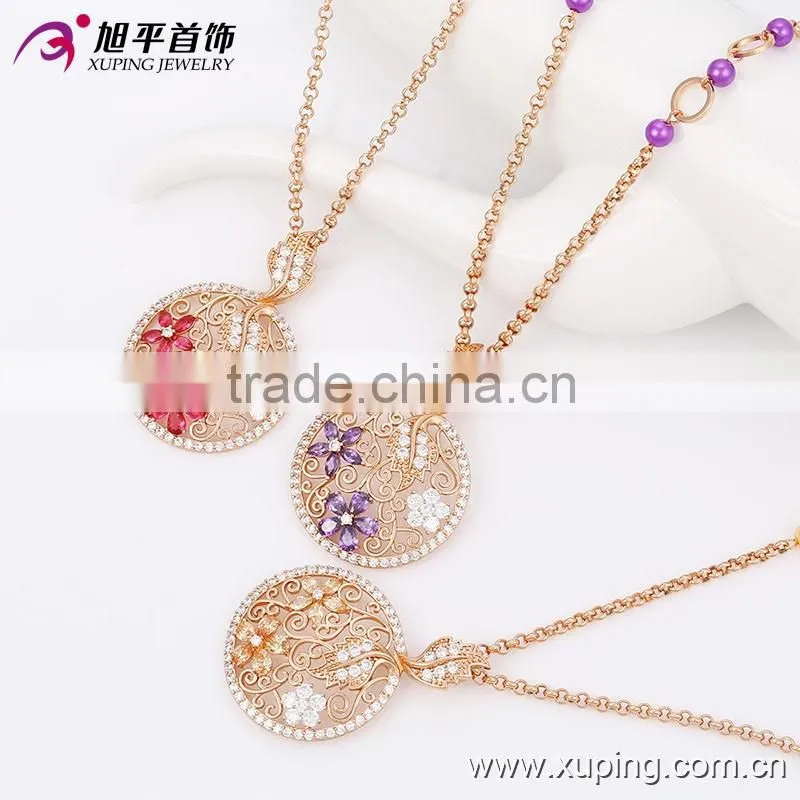 Latest Design Rose Gold Plated Cubic Zircon Copper Wedding Elegant Necklace