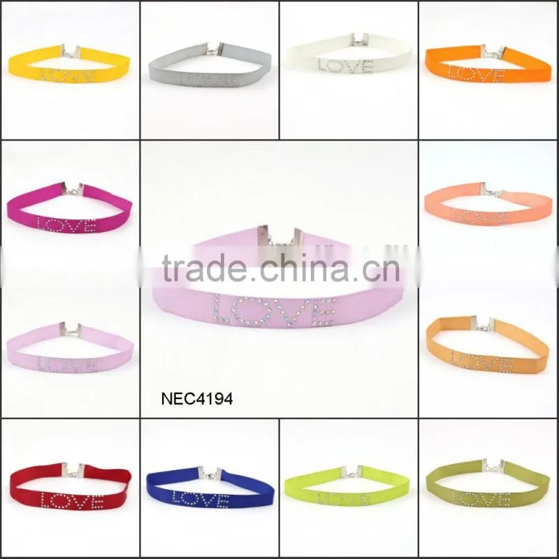 2016 New Design Resin Crystal beads Fashion Ribbon Necklace Wholesale