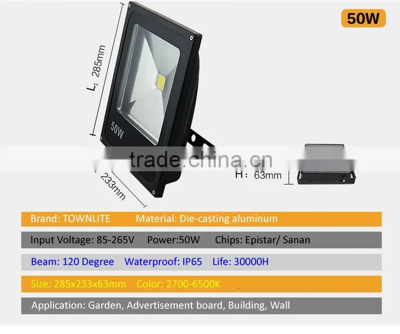 Slim type long-distance outdoor LED flood light 50w