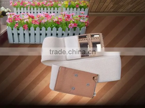 Gold Buckle Ladys Belt Fashion All Match Western Stretch Womens Waist Belt