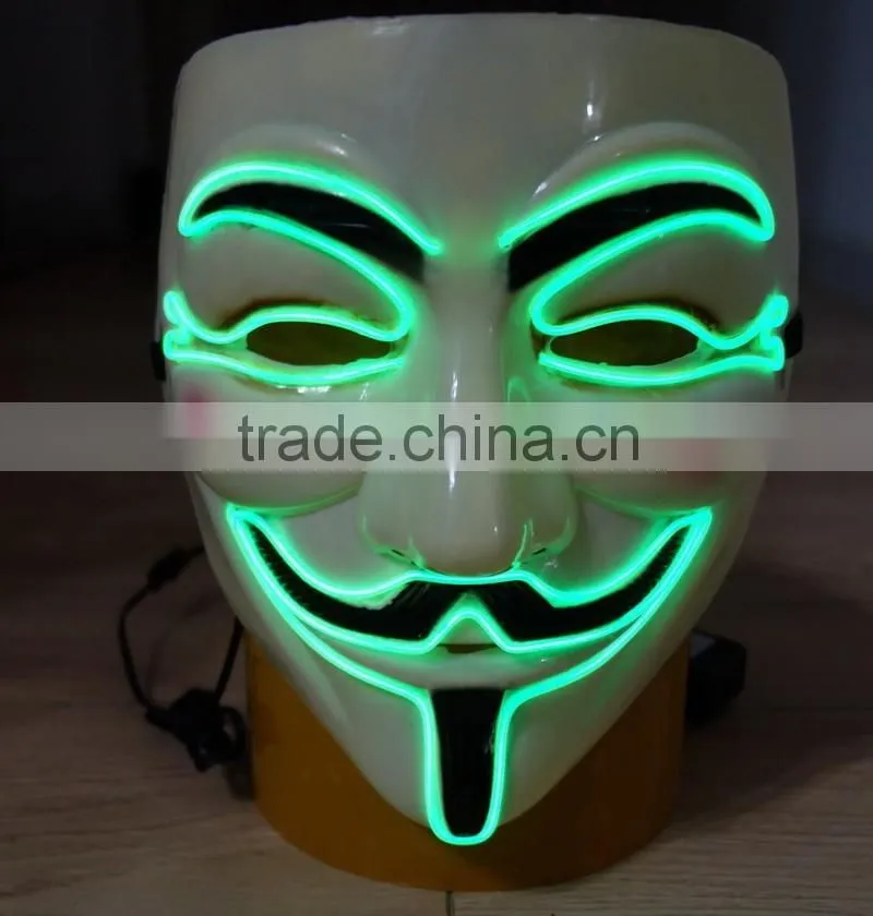 V for Vendetta el wire mask / EL wire halloween mask / EL WIRE Masquerade Face Mask