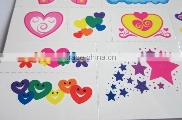 Custom cartoon water transfer temporary color tattoos for kids body art tattoos safe non-toxic color tattoo stickers factory