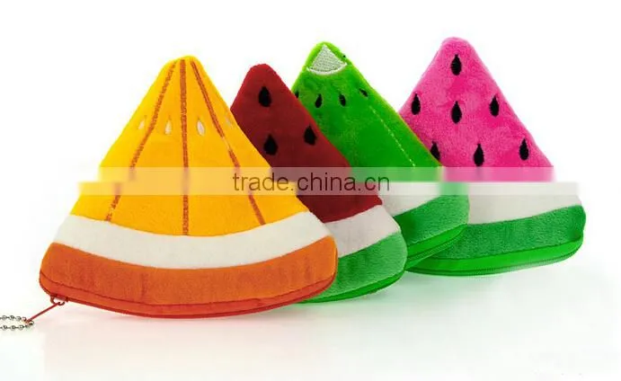 promotional smart lovely Kids/Girls fruit plush change purse