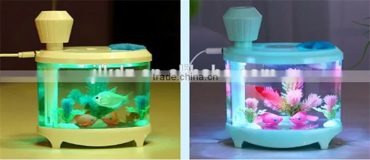 USB personal ultrasonic humidifier cool mist air purifier with led light fish tank function