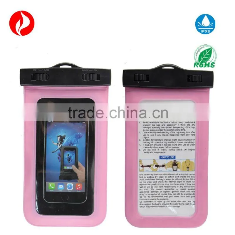 PVC phone waterproof bag for iphone 6 ,waterproof pouch For smart phone