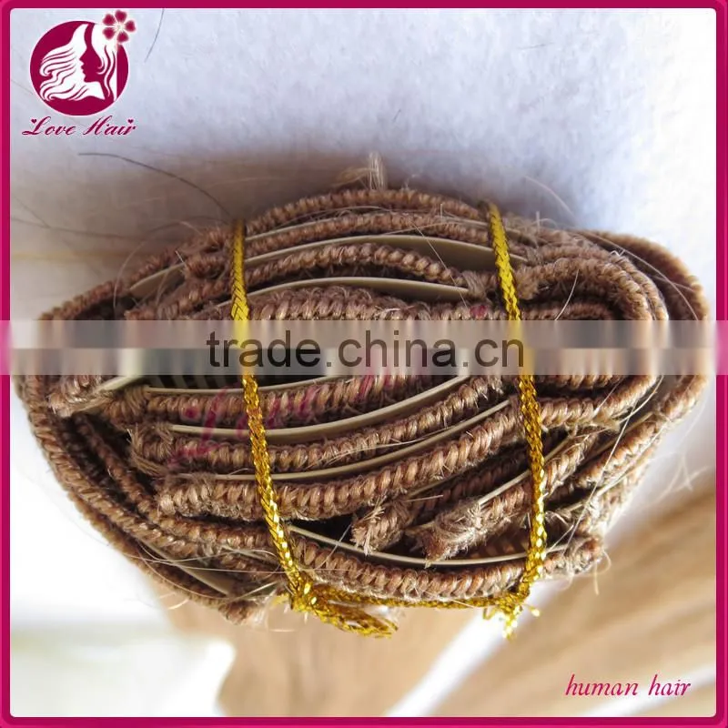 High Quality Wholesale price 100% Indian Hair Clips In Weft Hair Extensions