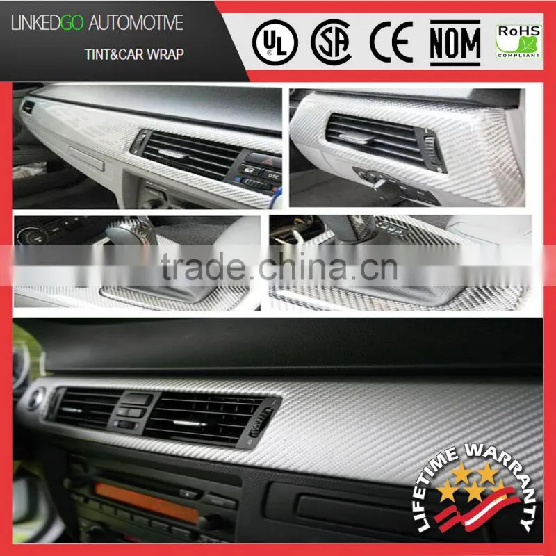 High quality Car cover wrap Self Adhesive 1.52*30M Gray 3D carbon fiber