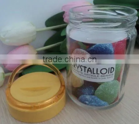 glass jars with plastic lid wholesale, custom made glass jars with colorful cover for children,made in China