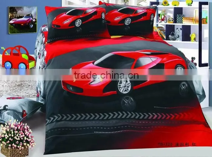 kids cartoon bedding set, car printing duvet cover