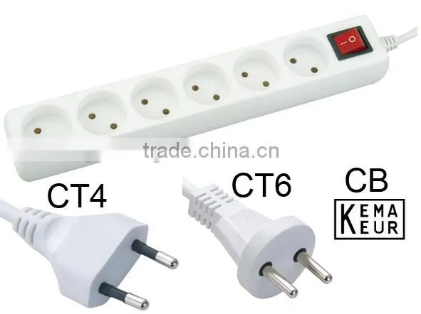 6 way Holland power extension Socket 6 outlets switch on/off
