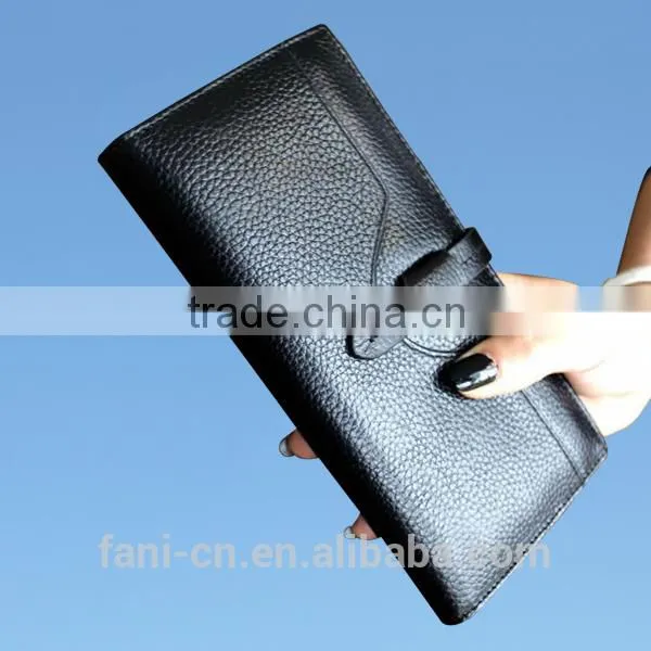 Chinese designer design genuine leather clutch purse for ladies with luxury appearance