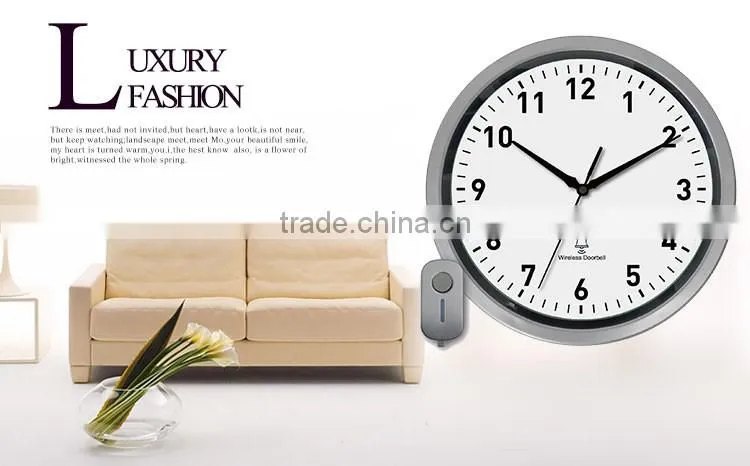 New product hot sell plastic wireless doorbell wall clock