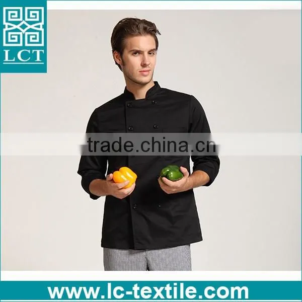 wholeasle to amazon upslace beathable fitted mens black chef jacket