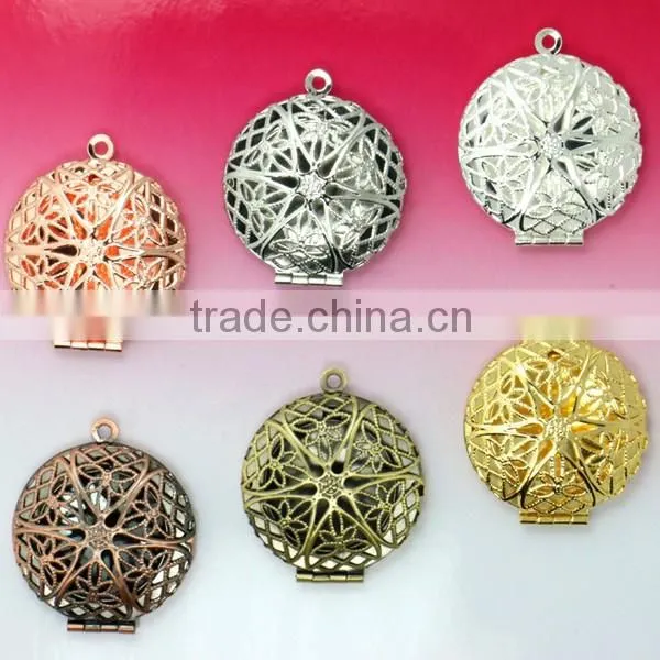 Fashion DIY Copper Hollow Silver Surfboard Photo Pendant Locket