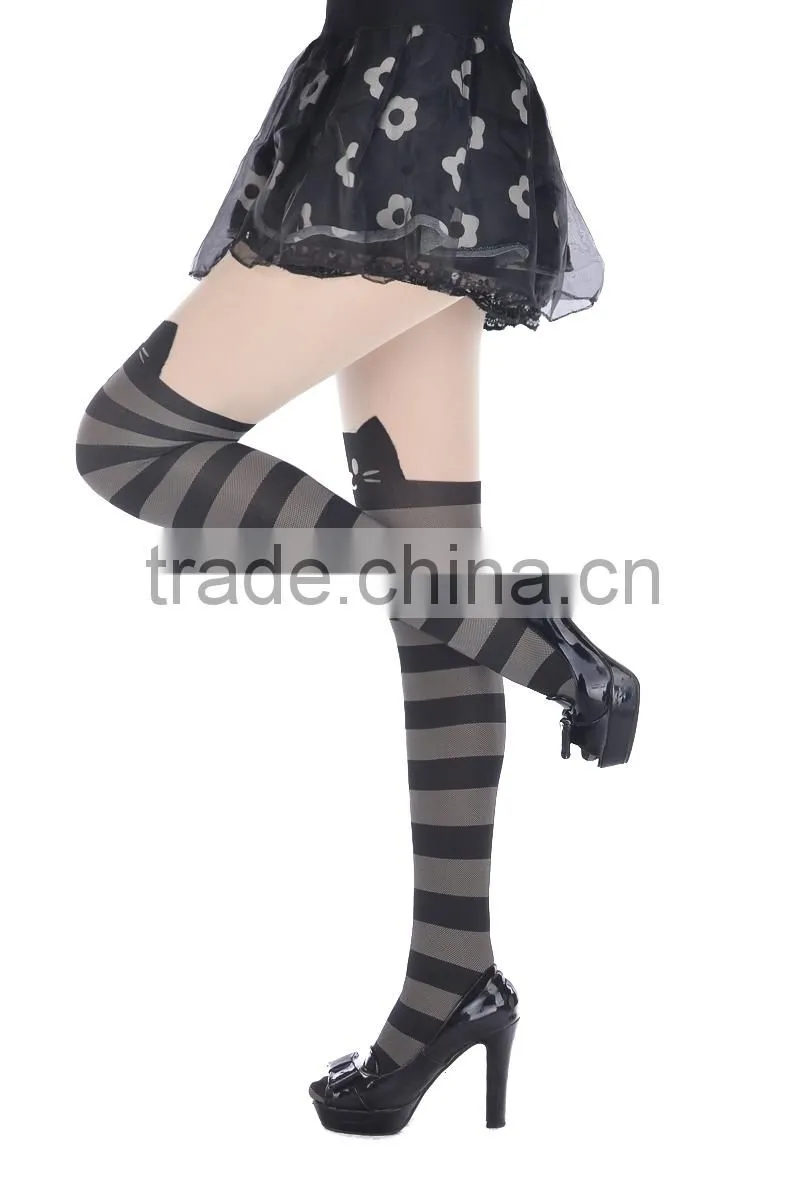 Hot Selling Stripe Cat Japanese Girl 's Stocking