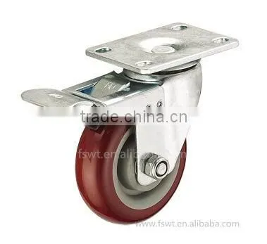 Double Bearing Swivel Plate 75mm Polyurethane Trolley Industrial Casters