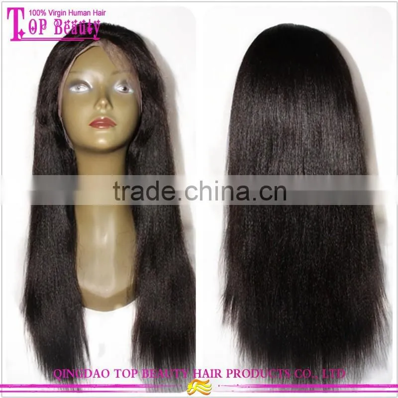 Indian Remy Human Hair Wigs Light Italian Yaki Straight Lace Front Wigs with Baby Hair 130% Density Yaki Wigs
