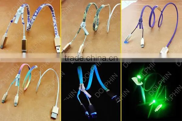 both ends micro usb cable LED usb cable