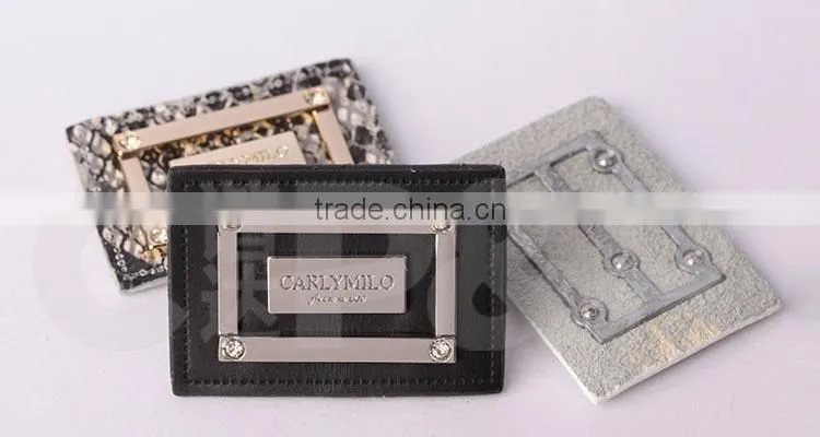 Fashion pattern leather jeans patch with rhinestone decoration