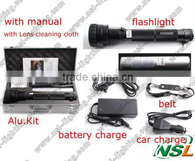 Rechargeable HID Torch/flashlight 50W 4800Lm Xenon Tactical Hunting Flashlight Black/Sliver Torch