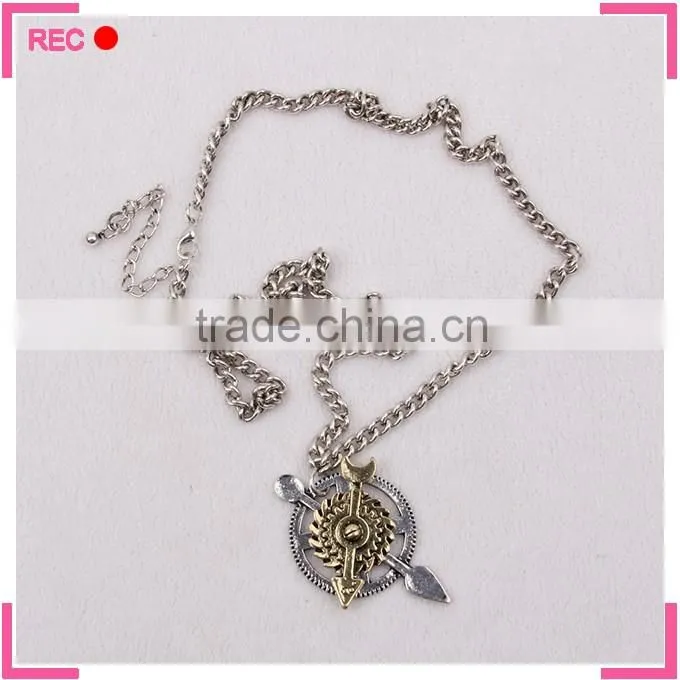 Punk necklace with Compass pendant, imitate antique silver meaningful pendant necklace