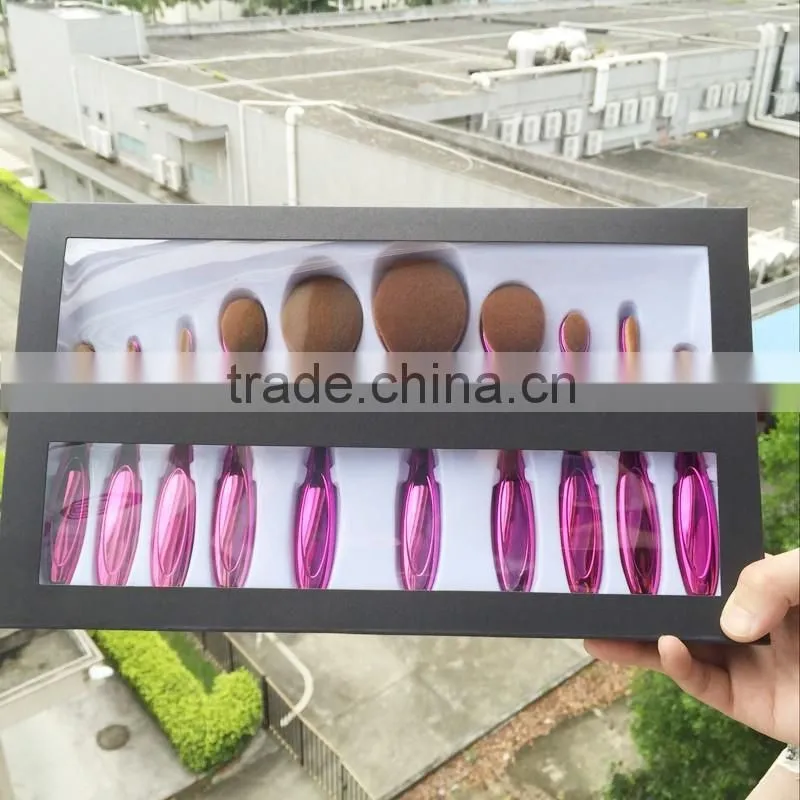 10pcs Pro Makeup Cosmetic Brushes Set Soft Oval Foundation Brush Kit Beauty Tool