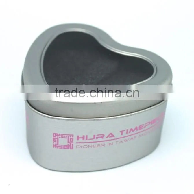 heart shaped jewellery boxes wholesale jewel tin box with PVC window lid OEM fashion box for jewelry