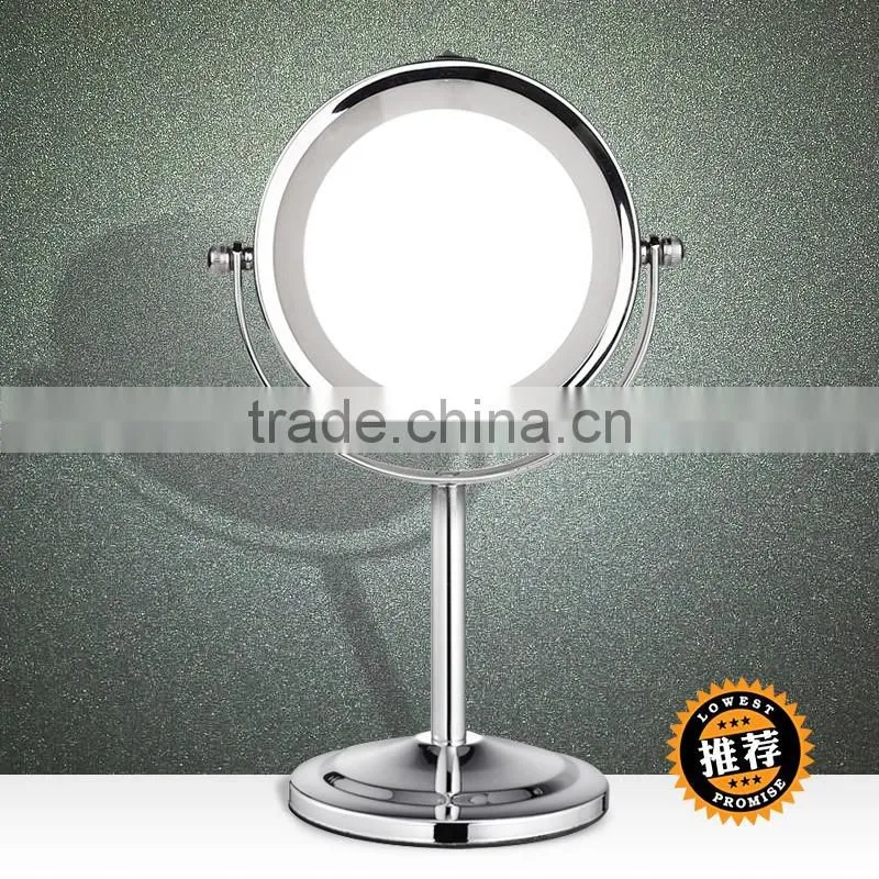 Double-sided desktop battery-operated makeup mirror with led light led cosmetic mirror