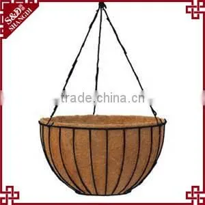 Wrought Iron Half Round cheap green artificial hanging basket
