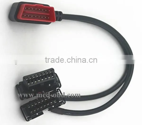 OBD2 Splitter Y Cable/Cable Joint Connector/Centronic 16Pin Cable Connector, right-angle J1962M to 2 J1962F, Y Cable, 1ft