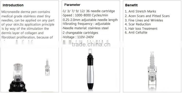2017 Hot sale Auto Derma Micro Needle Pen Derma skin pen micro needle therapy needle cartridge dermapen