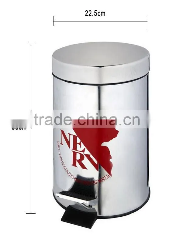 Round Stainless Steel PP Stainless Steel Step Trash Can