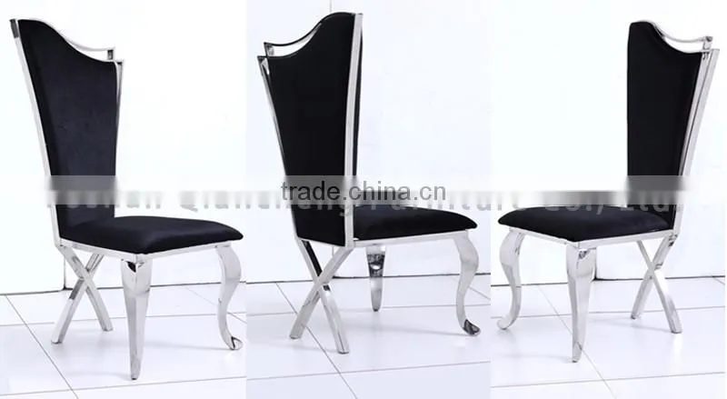 hot sale high black stainless steel dining chair banquet chair