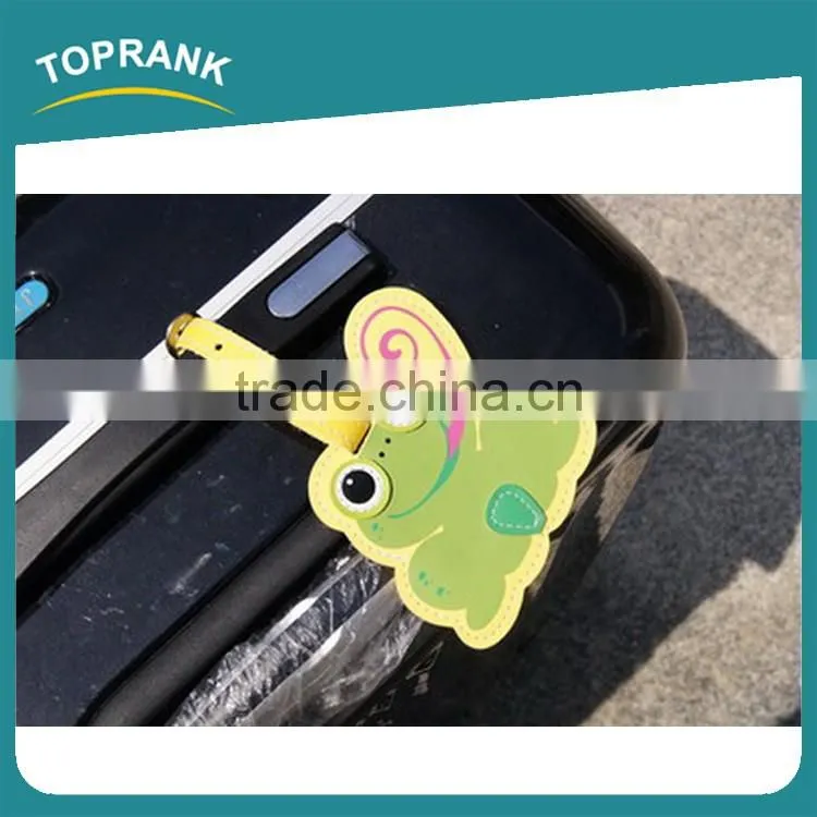 Toprank Lovely Cheap Custom Animal Shape Made Funny Frog PVC Luggage Tag With Loop Strap