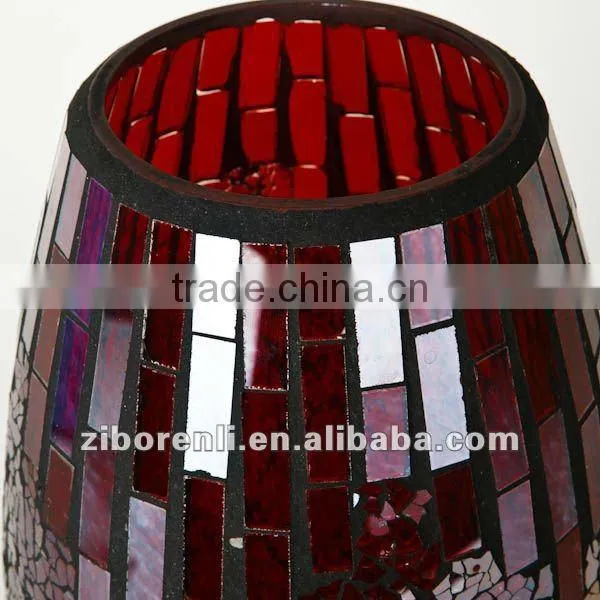 Shinning Red Glass Mosaic Handmade Crack Glass Vase
