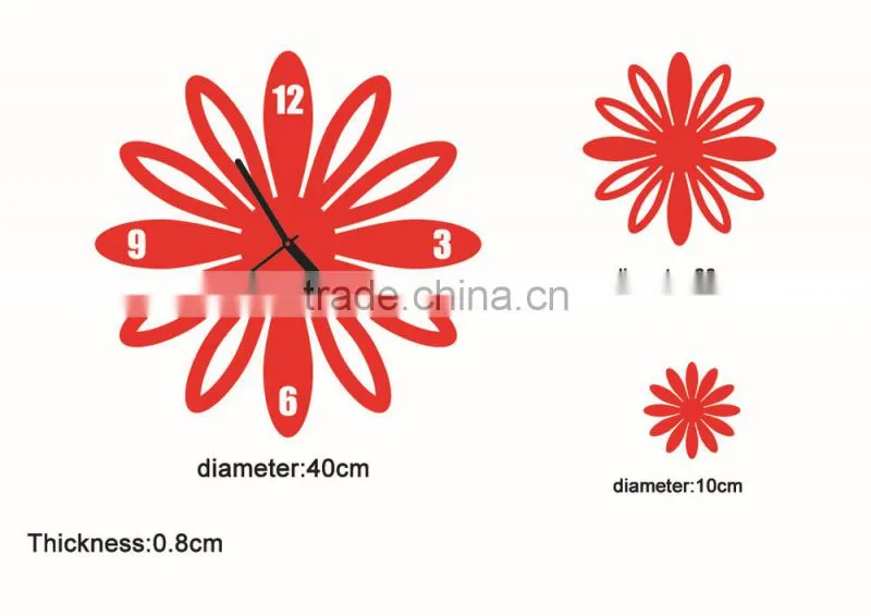 Creative petal wall clock whit two 3D flower wall sticker home decor set of 3 wall art clock sets