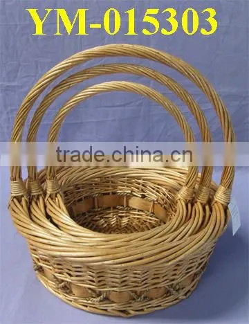 Round Willow Baskets with Handles
