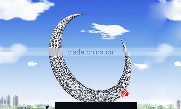 Square stainless steel crescent sculpture