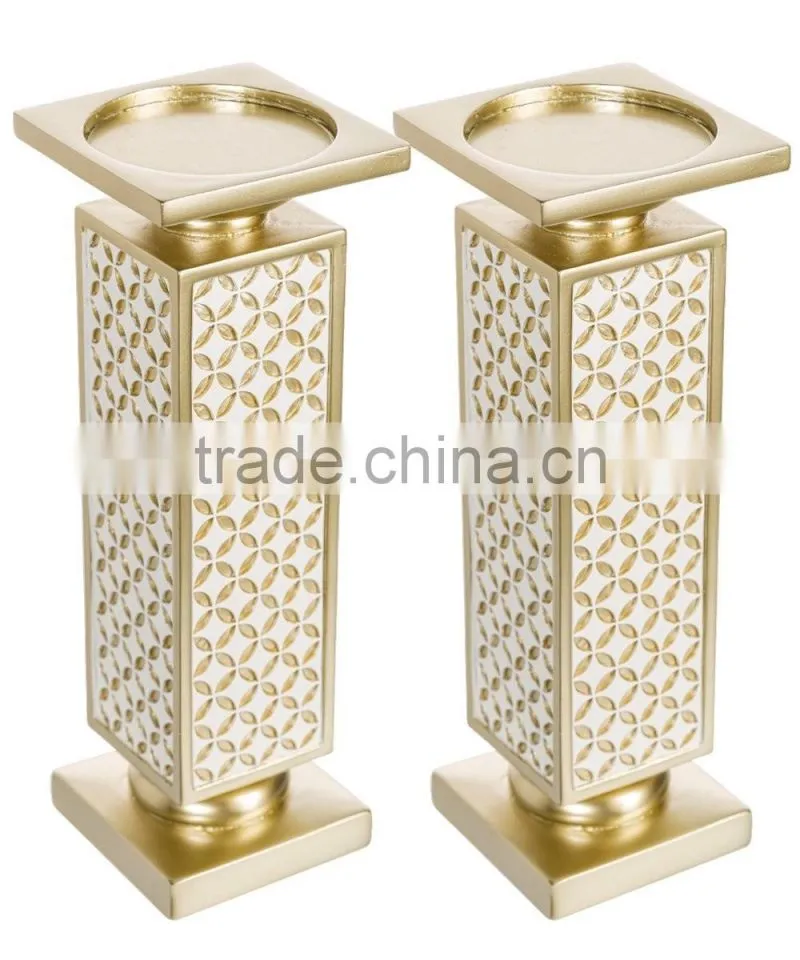 Diamond Lattice Pillar Candle Holders, Set of 2 for Wedding/ Birthday Decoration