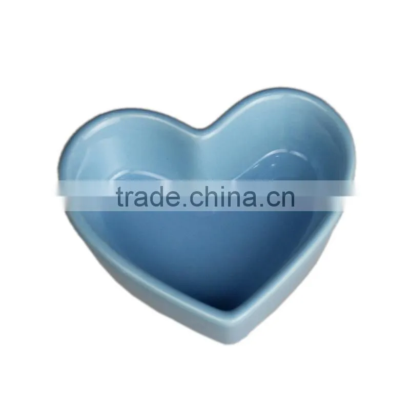 3.5"yellow color heart shaped small ceramic bakeware