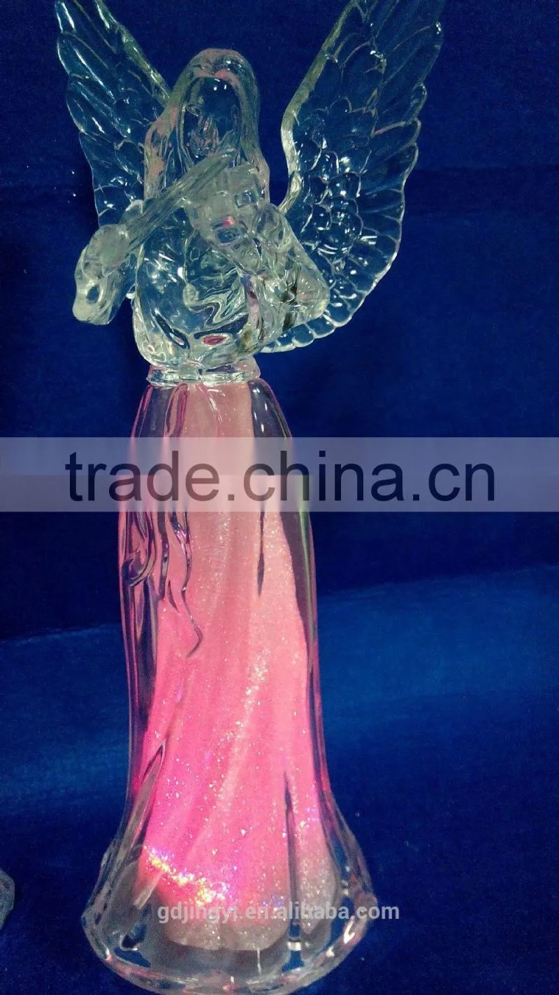 2015 Dongguan 10 inch Acrylic hollow angel with LED Light