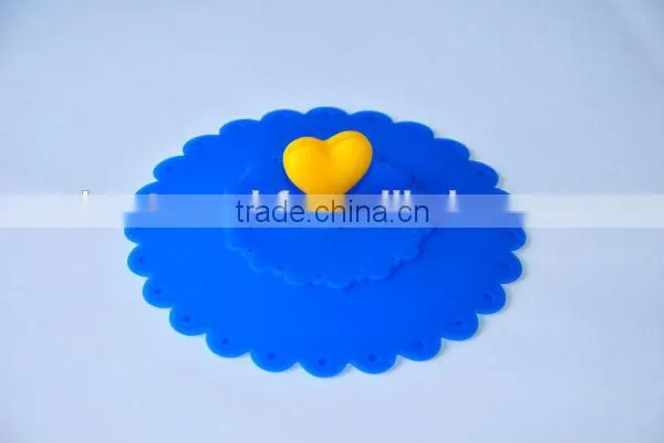2014 brand new colorful FDA LFGB flower silicone glass lid