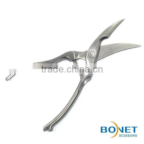 SPO0007 LFGB Certificated 10" kitchen shears 3cr15 heavy poultry all steel with spring and lock