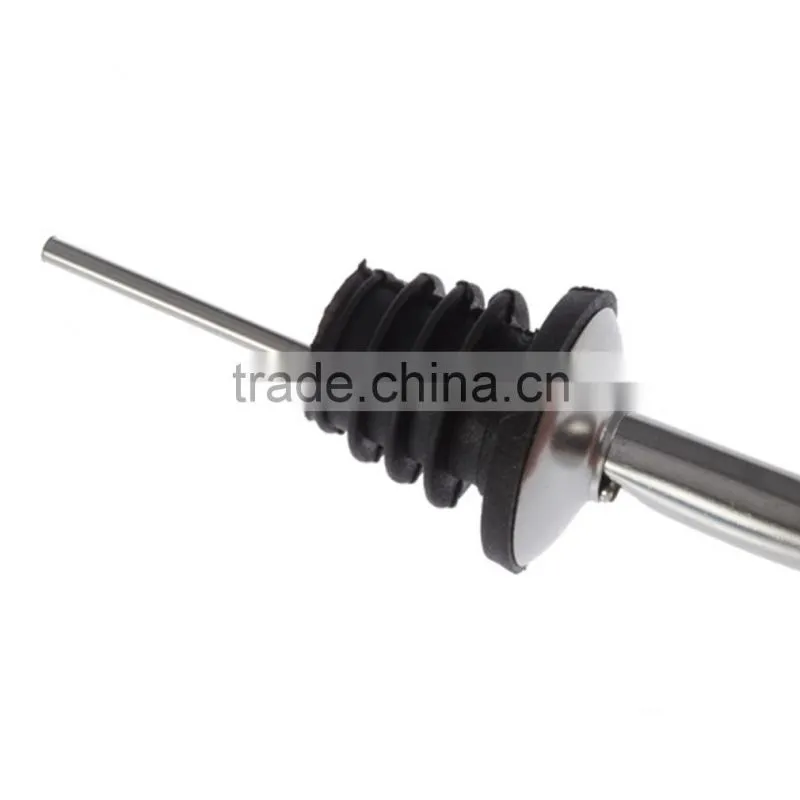 Stainless Steel Liquor Spirit Pourer Free Flow Wine bottle pourer Rubber Stopper
