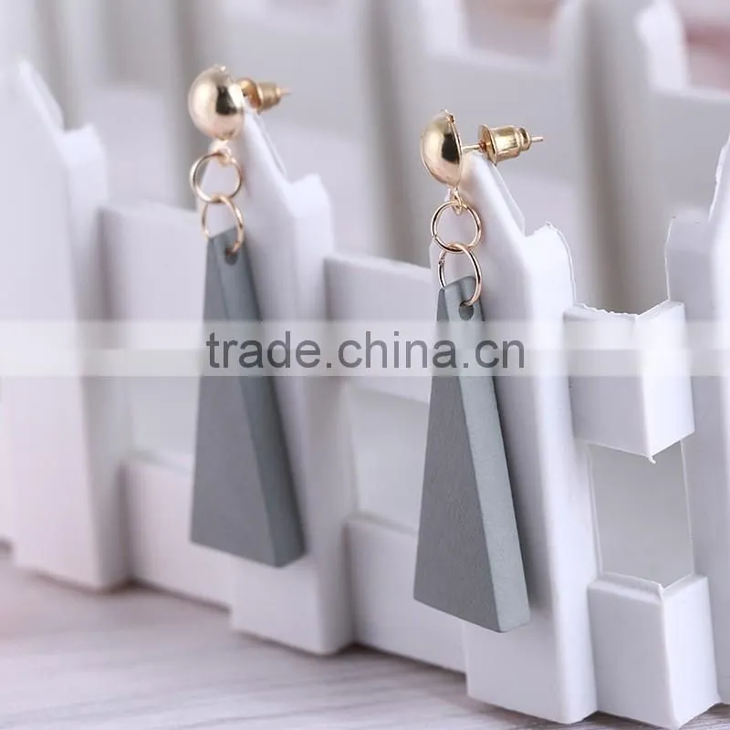 Korea Style stud Personality Triangle Wooden Earrings