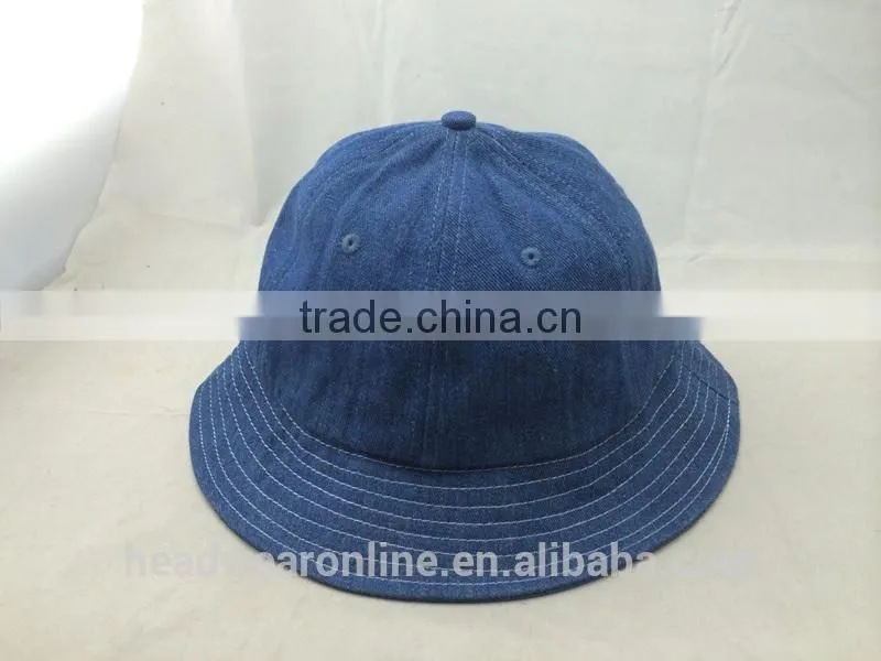 customize new design denim 6 panel bucket hat with 3D embroidery