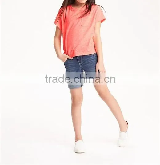 Child Girls Linen Blend Basic Tee HST8063
