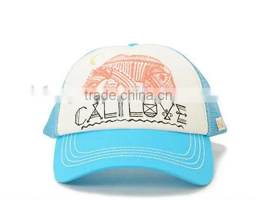 Cheap Promotion Mesh Trucker Cap Print Flat Brim Trucker Hat Wholesale 5 Panel Custom Trucker Hat
