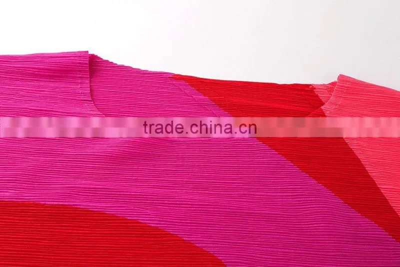 Gored bright color large size women plicated dresses wholesale