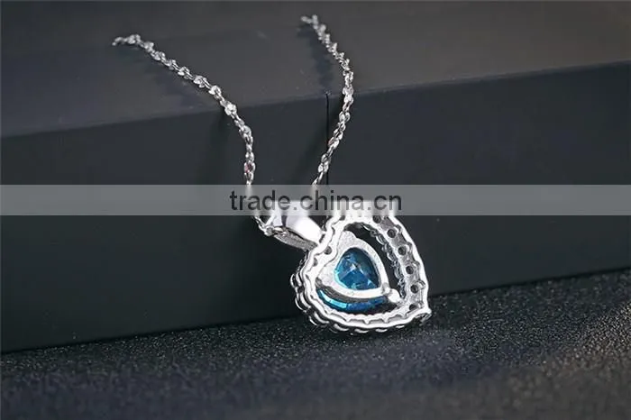 Classic Titanic Heart Of Ocean Crystal 925 Silver heart Chain Pendant Necklace Choker For Women
